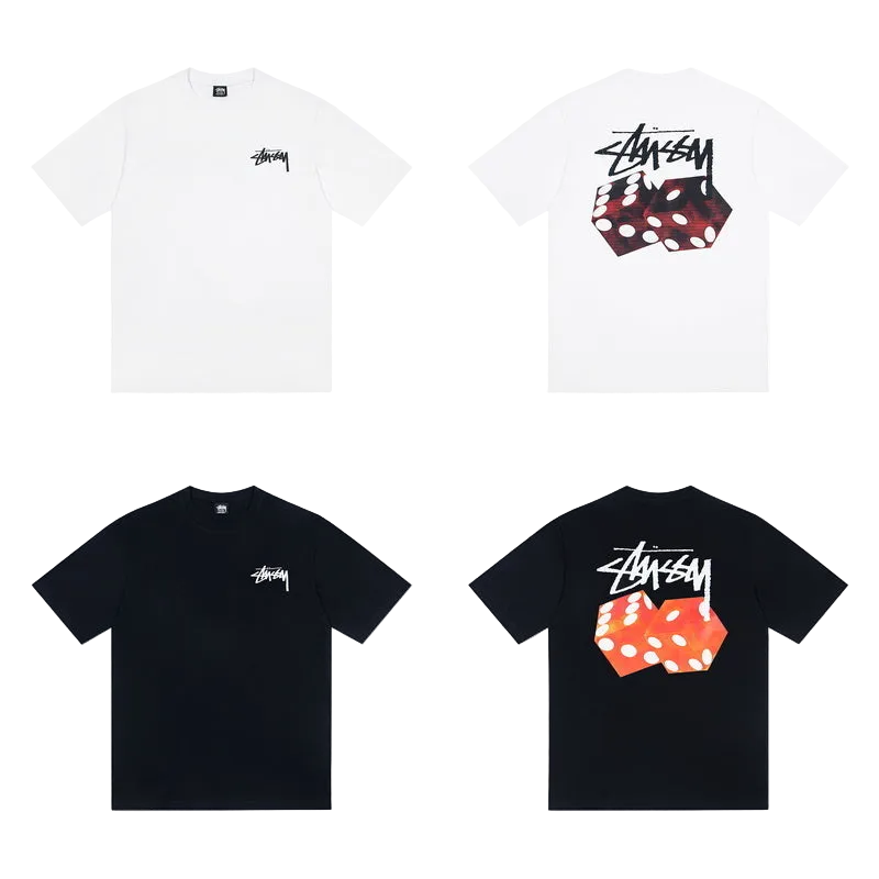 Stüssy dice T-Shirt black and white