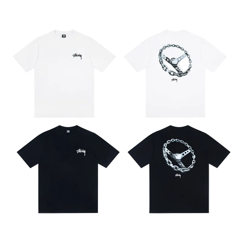 Stüssy chain T-Shirt black and white