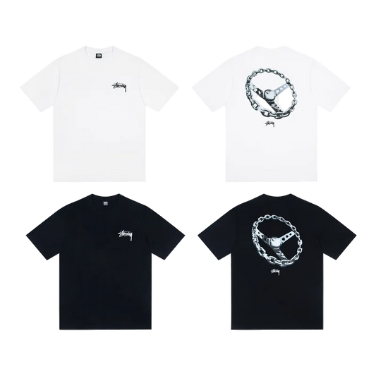 Stüssy chain T-Shirt black and white