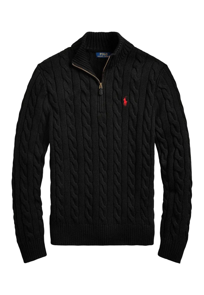Polo Ralph Lauren CABLE-KNIT QUARTER-ZIP black