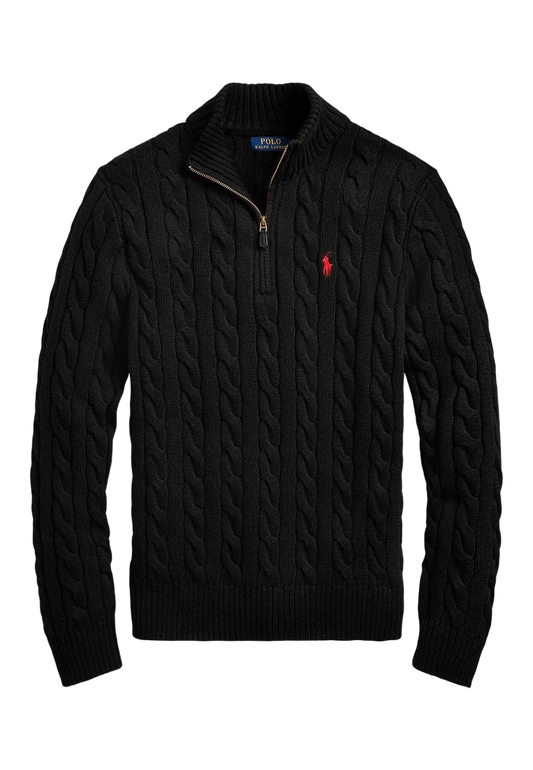 Polo Ralph Lauren CABLE-KNIT QUARTER-ZIP black