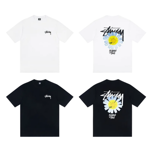 Stüssy flower T-Shirt black and white