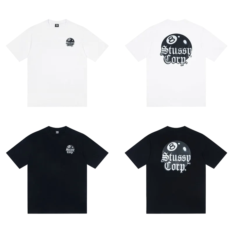 Stüssy 8ball corp T-Shirt black and white