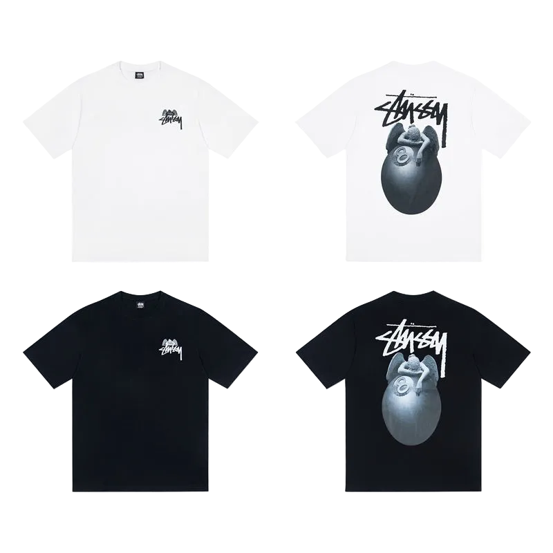 Stüssy angel T-Shirt black and white