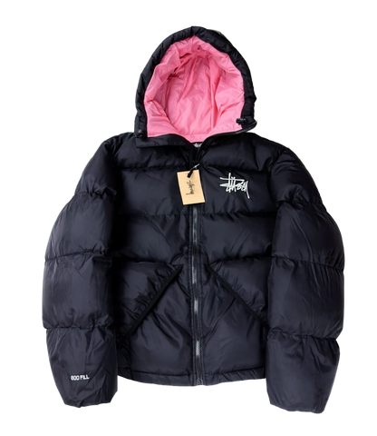 Stüssy jacket black with pink lining